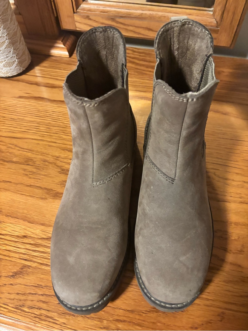 Eastland Taupe Suede Chelsea Booties